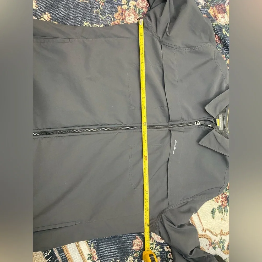 Eddie Bauer Travex Gray Nylon Spandex Outdoor hiking Fleece Lined Jacket Mens XL